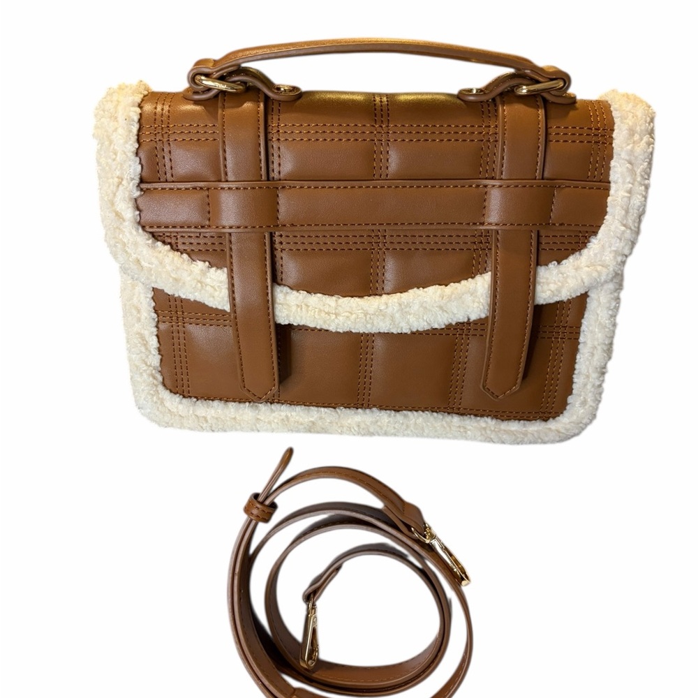 Antik Kraft Tan Crossbody Bag with Shearling Trim - Picture 7 of 7
